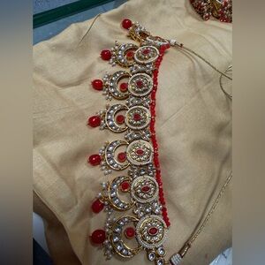 Elegant Gold and Red Women's Necklace set